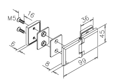 Charnière pour porte en verre Suzanne