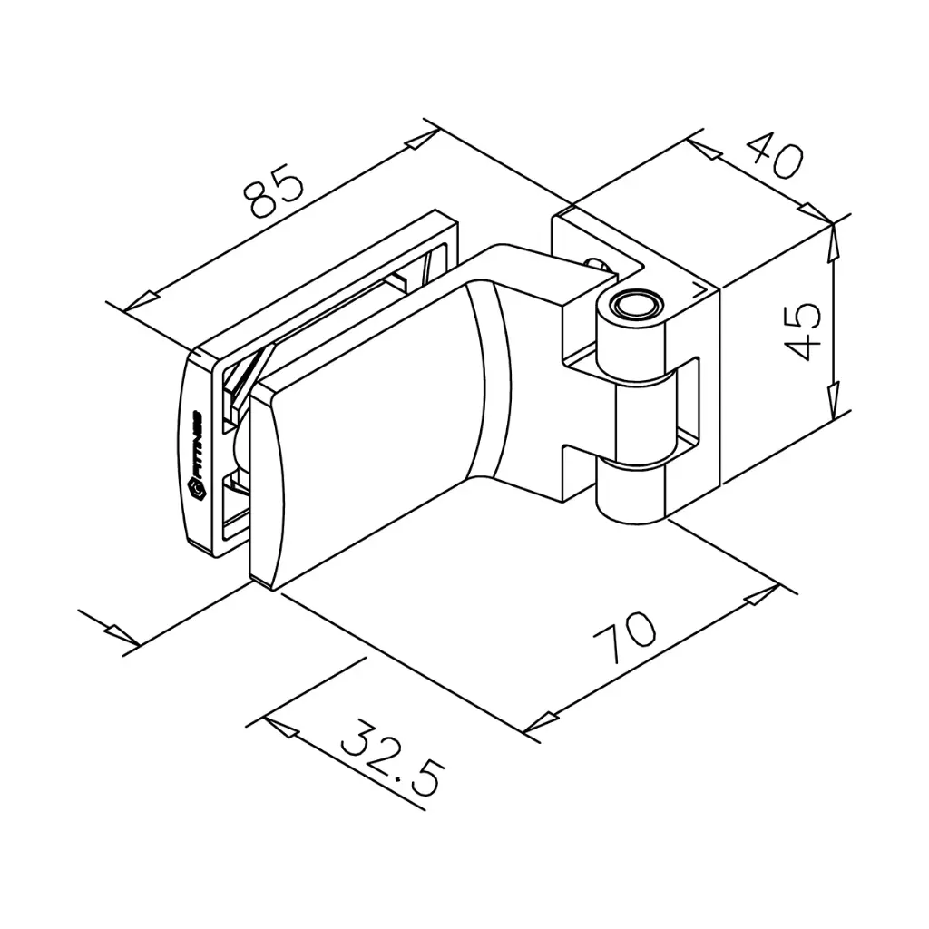 Charnière pour porte en verre Victorine