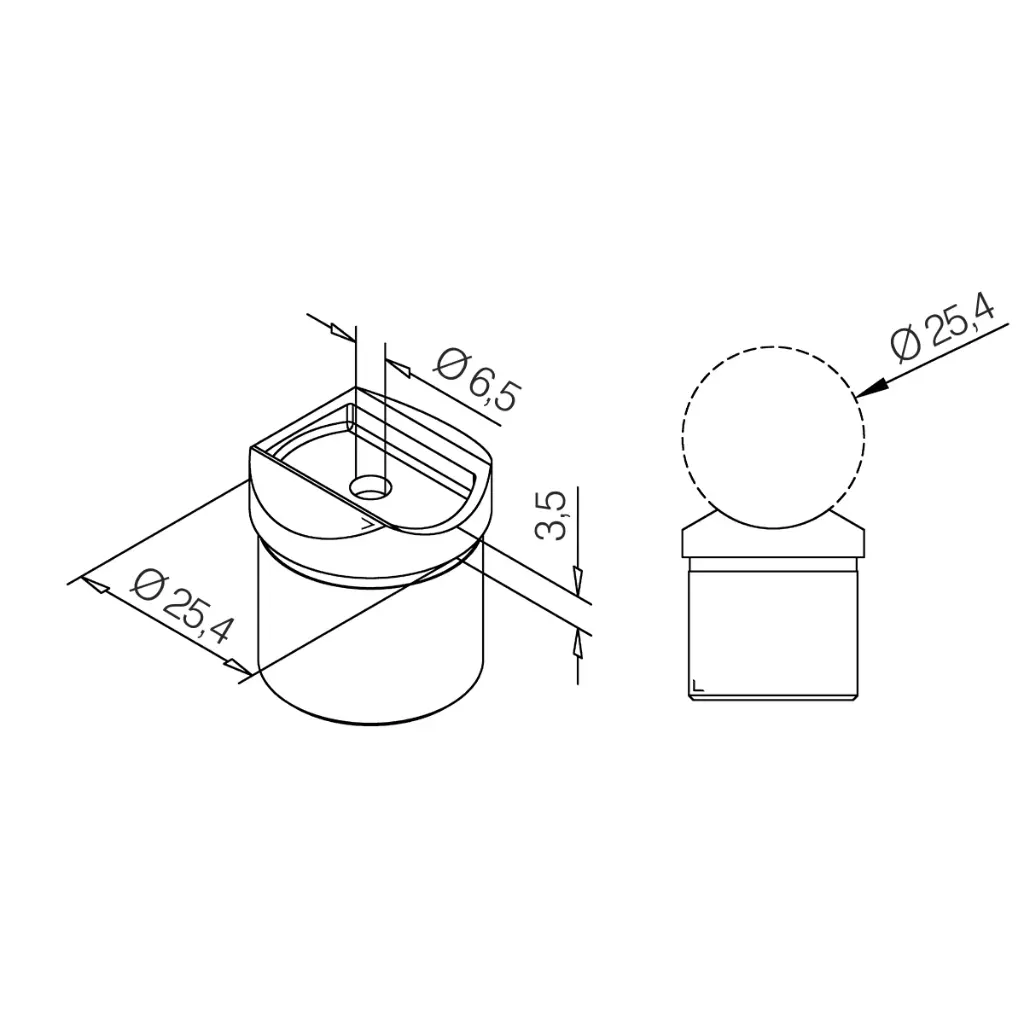 Adaptateur pour tube Ø 25.4 mm Ina