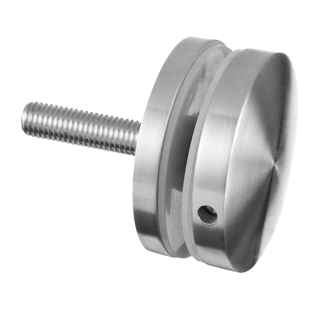 Adaptateur à verre Ø70 mm, plat, plaque 10 mm; 140748-010-12; filetage M12, verre 8 - 21,52 mm, inox brossé 316 (14074800012)