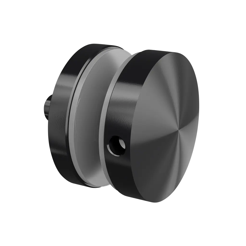 Adaptateur à verre, Ø50 mm, plat; 140747-010-82; , avec filetage M10, plaque 10 mm, pour verre 8 - 17,52 mm, acier inoxydable 316, noir satiné (RAL 9005), surface texturée, une seule couche