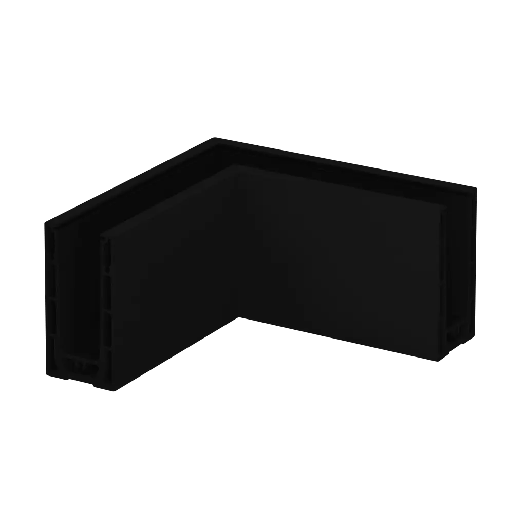 Angle 90°, Easy Glass Prime, montage au sol; 168411-00-82; , intérieur & extérieur, aluminium, noir satiné (RAL 9005), surface texturée, une seule couche