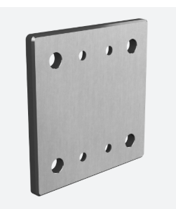 Cale de fixation pour MOD 3507, 150 x 150 mm; 143508-151-12; , inclus M8 visses, acier inoxydable 316, brossé - EXTRA STRONG