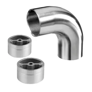 Raccord, 90°, incl. 2 adaptateurs; 170301-042; main-courante bois Ø42 mm, inox brossé 304 (20030504212)