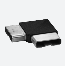 Raccord, 90°, main-courante 60x20 mm; 144301-062-82; , acier inoxydable 316, noir satiné (RAL 9005), surface texturée, une seule couche - NEW; BLACK LINE