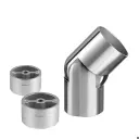 Raccord, orientable (0°-70°) incl. 2 adaptateurs; 180313-042; main-courante bois Ø42 mm, inox brossé 316 (22031204212)