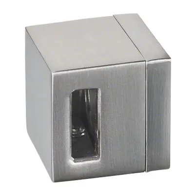 Support traversants, Square Line, perçage gauche, barre 15x15 mm, plat, zamak, aspect inox brossé