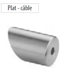Entretoise pour câble, 3,2 mm - 4 mm, plat, 35° ouverture basse, inox brossé 304