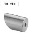 Entretoise pour câble, 3,2 mm - 4 mm, plat, 35° ouverture basse, inox brossé 304