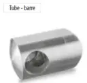 Support traversants, perçage gauche, barre Ø12 mm, tube Ø42,4 mm, zamak, aspect inox brossé