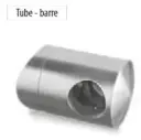 Support traversants, perçage droite, barre Ø12 mm, tube Ø42,4 mm, zamak, aspect inox brossé