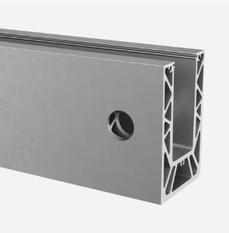 [168630-025-00-18] Profil de sol, Easy Glass Strong, latéral; 168630-050-00-18; , L=2500 mm, avec trous pré-percés, aluminium, brossé, anodisé 25µm - NEW