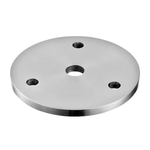[131936] Embout à souder, avec 3 trous, plat; 131936; Ø70 mm x 5 mm, barre Ø10 mm, inox brossé 304 (13193607012)