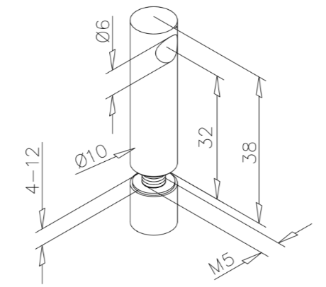Support borgne, fixation sur verre Trine