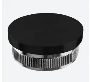 [135732-242-82] Embout, plat, Easy Hit, Q-line; 135732-242-82; , main-courante Ø42,4 mm x 2 mm, acier inoxydable 304, noir satiné (RAL 9005), surface texturée, une seule couche