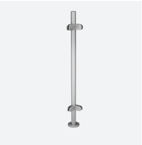 [139921-242-90-12] Poteau préfabriqué, Ø42,4 x 2 mm, MOD 25; 139921-242-90-12; , deux côtés 90°, pince á verre MOD 2500, H=989 mm, inox brossé 304 (83911424212)