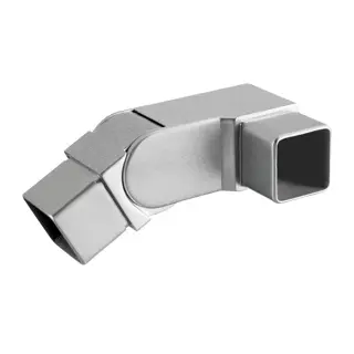 [134317-01] Raccord, Square Line, orientable, 90°, gauche; 134317-01; (0°-70°), tube 40x40x2 mm, inox brossé 304 (13431704012)