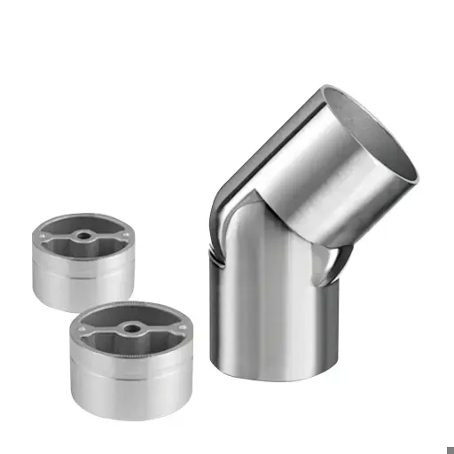 [180313-042] Raccord, orientable (0°-70°) incl. 2 adaptateurs; 180313-042; main-courante bois Ø42 mm, inox brossé 316 (22031204212)