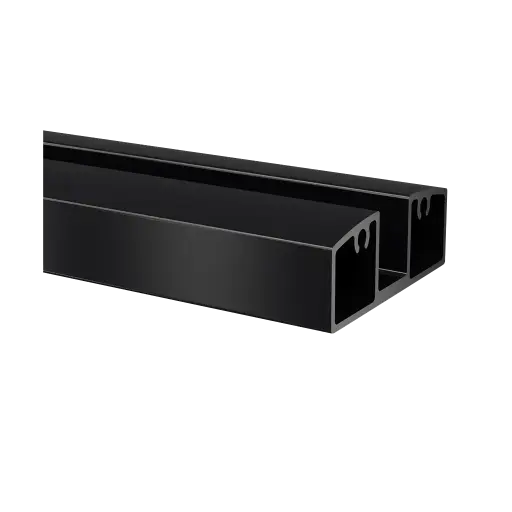 [165952-050-82] Rail de verre, bas, 55x25 mm, Easy Alu; 165952-050-82; , L=5000 mm, aluminium, noir satiné (RAL 9005), surface texturée, une seule couche