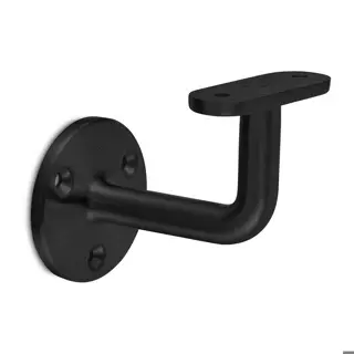 [130100-000-82] Support de main-courante pour mur; 130100-000-82; , main-courante plat, déportée=75 mm, acier inoxydable 304, noir satiné (RAL 9005), surface texturée, une seule couche