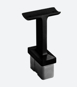 [144711-042-82] Support de main-courante, droit; 144711-042-82; , pour poteau 60 x 30 mm, main-courante Ø42,4 mm, acier inoxydable 316, noir satiné (RAL 9005), surface texturée, une seule couche