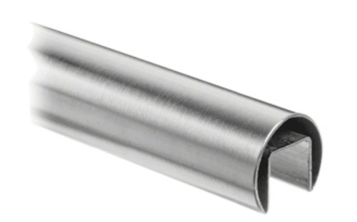 [136920-048-25-12] Tube à fond de gorge, Ø48,3 mm x 1,5 mm, L=2500 mm, U=27 mm x 30 mm, inox brossé 304 