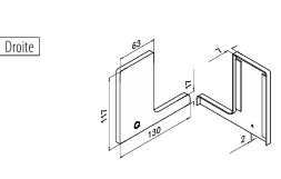 Embout, Easy Glass Smart "F", montage au sol; 168222-01-00; gauche, aluminium, brut (16673403200)