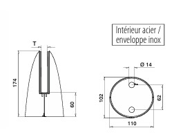 Easy Glass, pince à verre de sol, MOD 6400; 146400-10; sans cales, inox poli 316 (14640000010)