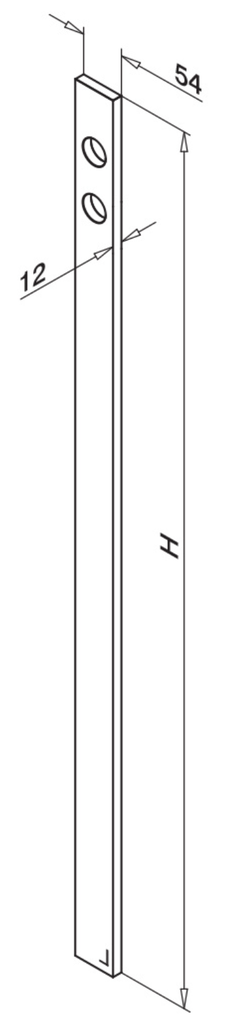 Poteau, 1200mm, 54x12mm, d line, MOD 4000, 316; 144000
