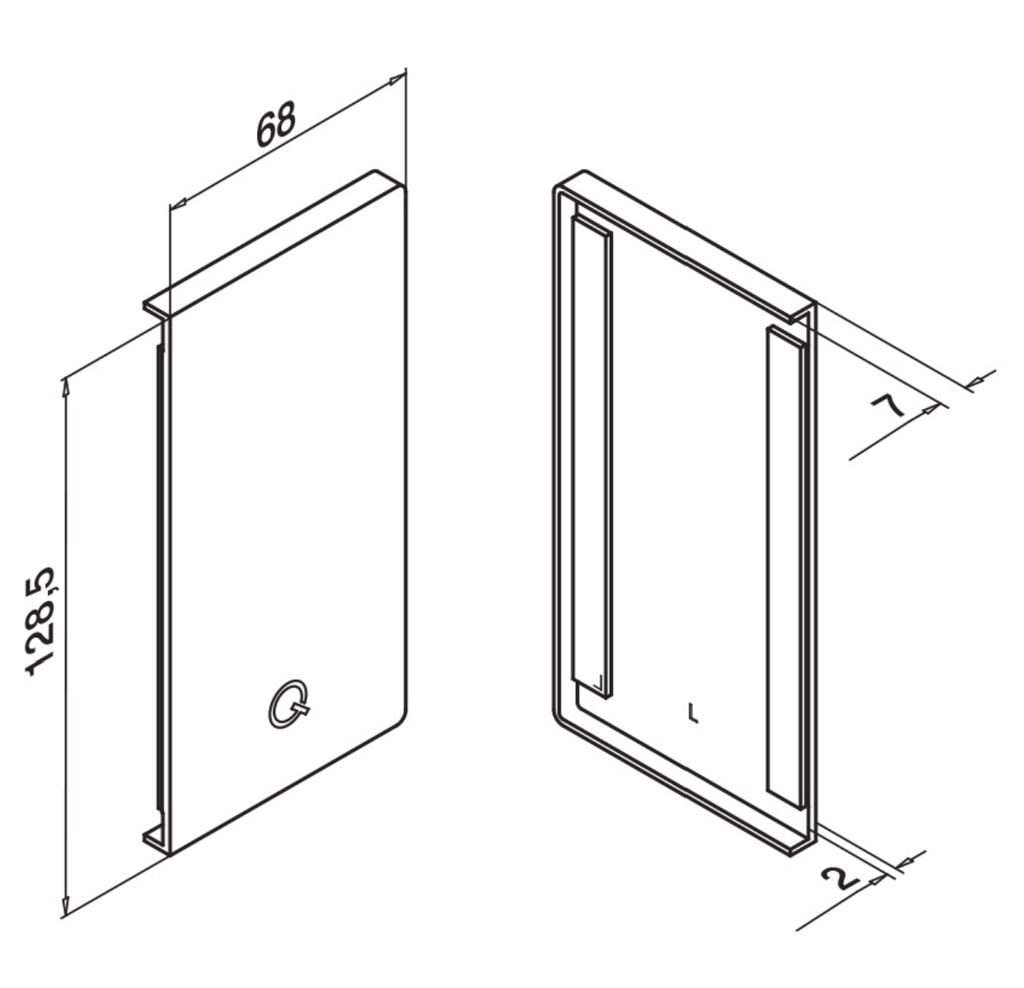 Embout, Easy Glass Smart, montage latéral; 168232-01-18; gauche, aluminium brossé, anodisé (16673403118)