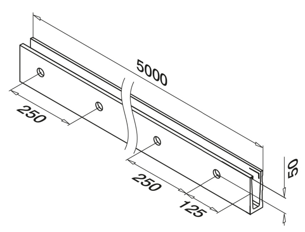 EG Slim, profil de sol, montage latéral; 168030-050-00-18; L=5000 mm, aluminium brossé, anodisé 25µm (16690550018) - SELL OUT