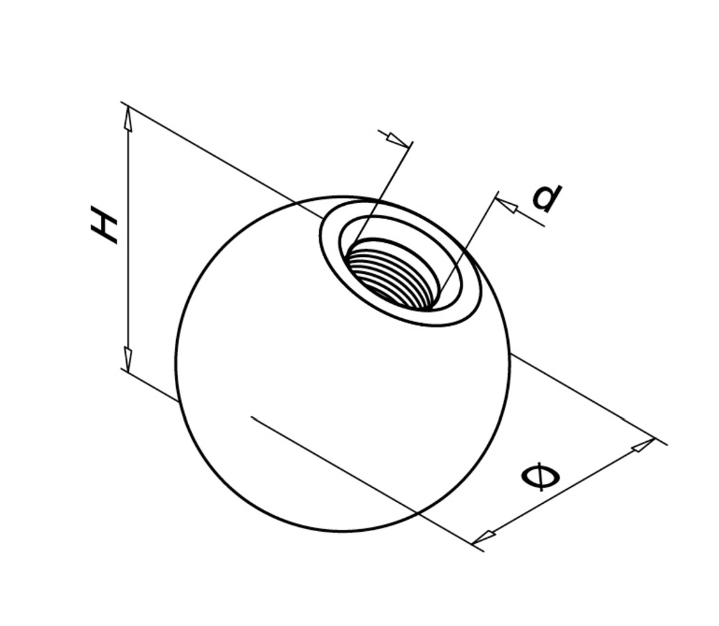Boule décorative, massif, Ø30 mm, filetage M8; 130220-030; inox brossé 304 (13022003012)