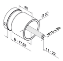 Adaptateur à verre Ø50 mm, plat, plaque 40 mm; 130747-040-12; filetage M10, verre 8 - 17,52 mm, inox brossé 304 (13074740012)