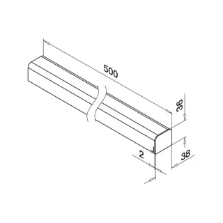 Straight end for U-profile, Easy Glass, MOD 6366, 316_2.webp