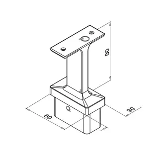 Handrail bracket, straight, 60x30x2.6 mm post, MOD 4711, 316_2.webp