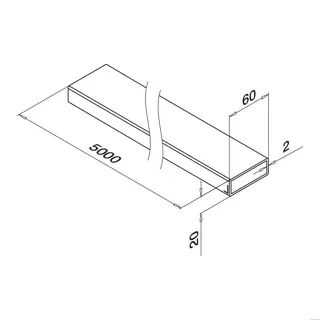 Tube rectangulaire, 60x20x2 mm; 144900-062-50-12; L=5000 mm, inox brossé 316 (14490026212)_2.webp