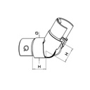 Raccord orientable (25°-55°), vers le haut; 146302-048-01-12; tube à fd de gorge, Ø48,3x1,5 mm, inox brossé 316 (14631204812)