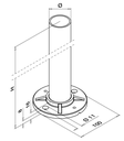 Poteau, MOD 0921, Ø42,4 mm x 2 mm; 140921-242-12; H=989 mm, inox brossé 316 (14092124212)