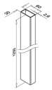 Tube, Square Line, 60x30x2,6 mm; 144902-063-12; H=1250 mm, inox brossé 316 (14490206312) - NEW; BLACK LINE