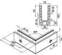 Angle 90°, Easy Glass Smart+, montage latéral; 168331-00-18; , extérieur, aluminium, brossé, anodisé 25µm