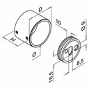 Embase murale, sans plaque; 130504-042-12; pour tube Ø42,4 mm, inox brossé 304 (13050404212)