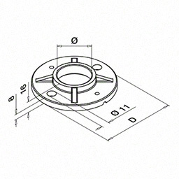 Embase à souder, 130940-042; tube Ø42,4 mm, rond, 100 mm, inox brut 304 (13094004200)
