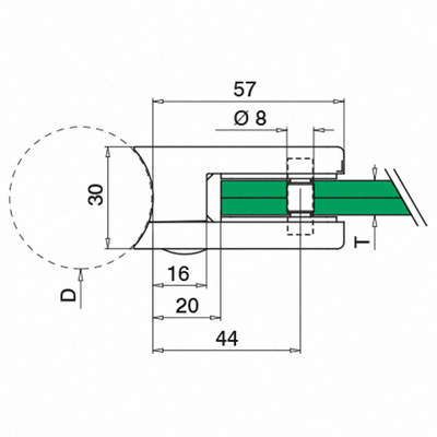Pince à verre, MOD 4200, sans cales; 104200-042-19; tube Ø42,4 mm, zamak, aspect inox brossé (10420004219)