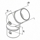 Raccord, orientable, (- 90° à + 90°); 130302-242-12; tube Ø42,4 mm x 2 mm, inox brossé 304 (13030224212) - SELL OUT