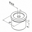 Adaptateur pour tube, tube Ø42,4 mm x 2 mm; 130725-000; main-courante plat, H=5 mm, inox brossé 304 (13072720012) - SELL OUT