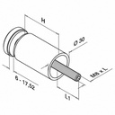 Adaptateur à verre, Ø30 mm, plat, plaque 50mm; 130746-050-12; filetage M8, verre 6 - 17,52 mm, inox brossé 304 (13074650012) - SELL OUT