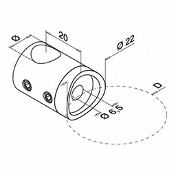 Support traversants perçage gauche barreØ12mm; 130832-033-12; tube Ø33,7 mm, inox brossé 304 (13083203312) - SELL OUT