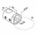 Support traversants perçage gauche barreØ12mm; 130832-033-12; tube Ø33,7 mm, inox brossé 304 (13083203312) - SELL OUT