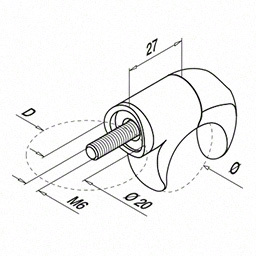 Support pour tube à fond de gorge, devant poteau; 140860-042; horizontal & diagonal, Ø42,4 mm, inox brossé 316 (14086004212) - SELL OUT