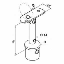Support de main-courante sur poteau, orienta.; 130720-042-12; Ø42,4 x 2,6 mm, main-c. Ø42,4 mm, inox brossé 304 (13071804212) - SELL OUT